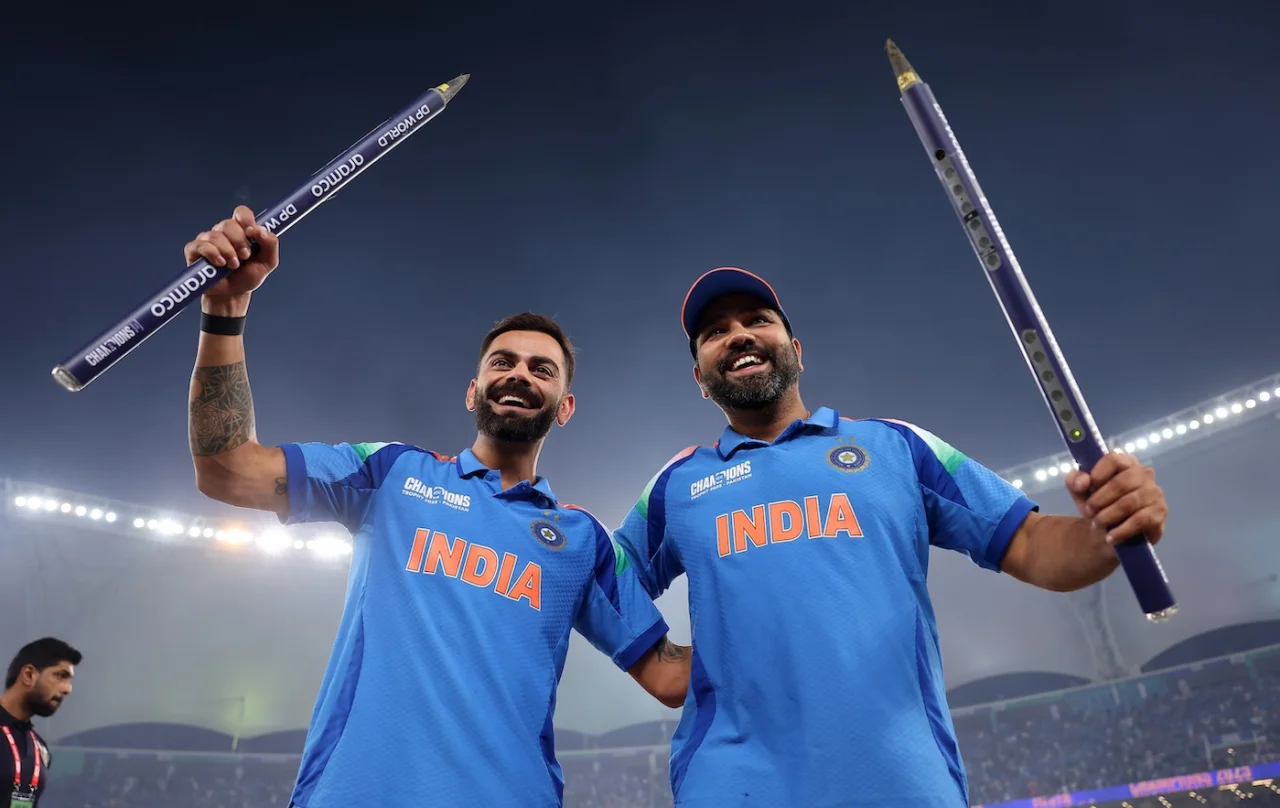 Virat Kohli and Rohit Sharma after the victory , Champian trophy 2025
