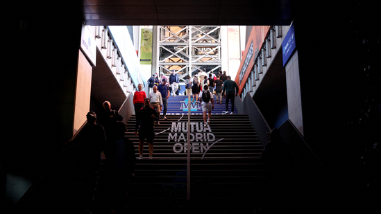 Fans are seen after the Madrid Open matches get suspended due to a power outage in Spain(REUTERS)