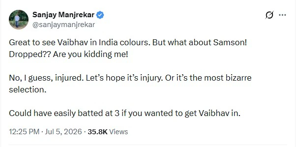 Sanju Samson Dropped for 2nd T20I Against England, Former Cricketers Question India's Selection Call